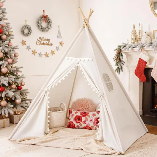 Vista 10 de Tienda de campaña tipi para niños, tiendas de campaña para niños y niñas, casa de juegos de regalos para juegos en interiores y exteriores, casa