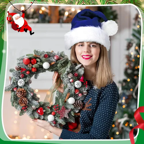 Vista 5 de SATINIOR Paquete de 12 Sombreros de Papá Noel de Felpa Gorro de Papá Noel de Navidad para Obsequios de Fiesta Navideña para Mujeres, Hombres