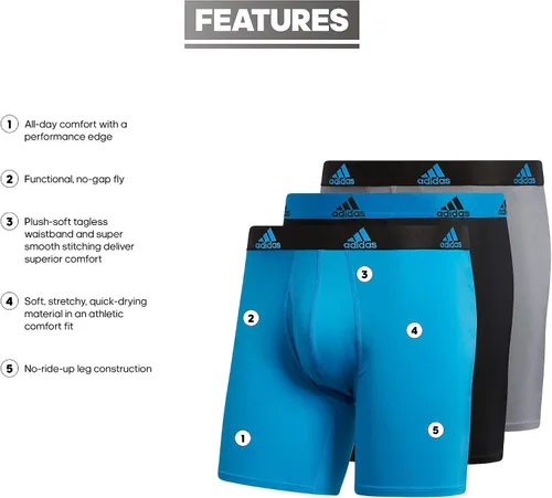Vista 2 de adidas Men's Performance Boxer Brief Underwear (3-Pack)