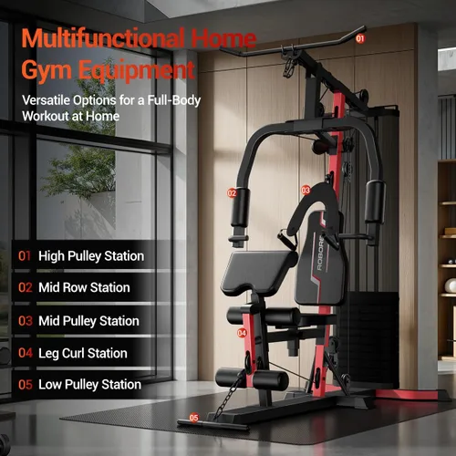 Vista 7 de Home Gym System with 160LB Weight Stack, Multifunctional All-in-One Workout Station, Full Body Strength Training System