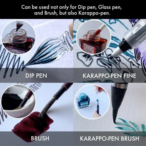 Vista 5 de Kuretake Ink-café MEIJI NO IRO EBICHA Botella de Tinta 0.71 oz para Plumas Estilográficas Té de uva (Ebika)