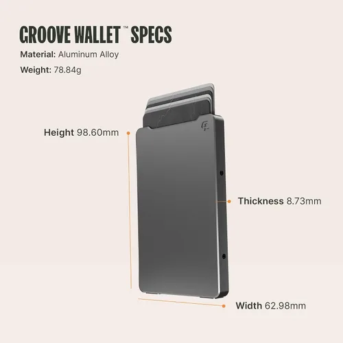 Vista 6 de Groove Life Cartera Magnética con Deslizamiento del Pulgar Groove - Portador de Tarjetas de Crédito de Aluminio Minimalista de Perfil Bajo