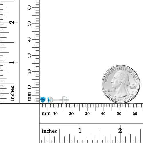 Vista 4 de Juego de aretes de tuerca de plata de ley 925 chapada en oro de 14 quilates, hipoalergénicos, con forma de corazón de 0.157in, piedra natal