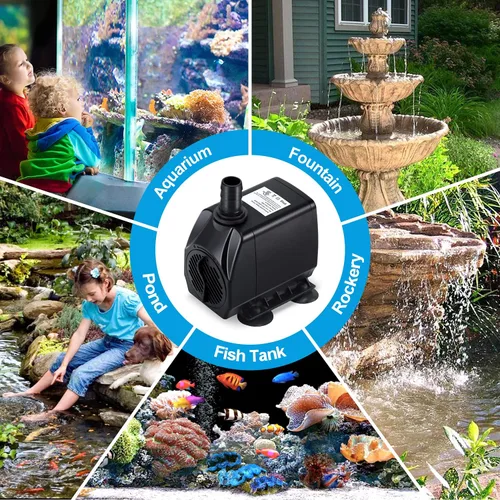 Vista 7 de CWKJ Bomba de fuente, bomba de agua sumergible de 880 GPH, bomba de agua duradera de 60 W para exteriores con tubo de 6.5 pies (ID x 1/2 pulgadas)