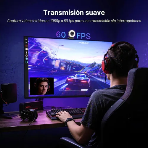 Vista 5 de NexiGo Cámara web N680E Pro 4K con luz de anillo, enfoque automático PDAF, 1080p 60FPS, micrófonos con doble cancelación de ruido, obturador