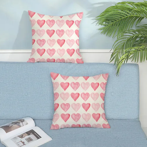 Vista 5 de Juego de 2 fundas de almohada para el día de San Valentín de 16 x 16 pulgadas, fundas de almohada rosas con corazón de amor, San Valentín, boda, día