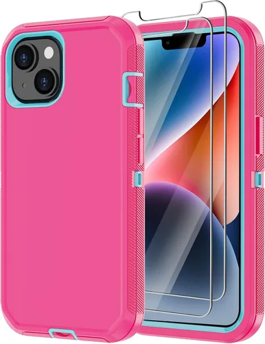 Vista 8 de para iPhone 14 Plus Funda con 2 Protectores de Pantalla, Funda Resistente a Caídas y a Prueba de Golpes, Resistente de 3 Capas, Militar, Duradera