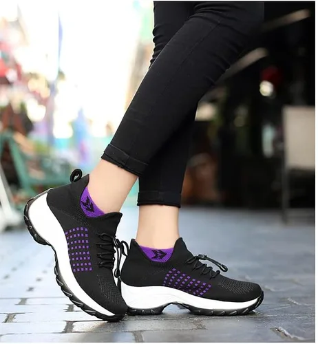 Vista 3 de Ortho - Zapatos deportivos elásticos para mujer ComforthoFit Cloud Pro ergonómicos para aliviar el dolor, para correr, ligeros, tenis