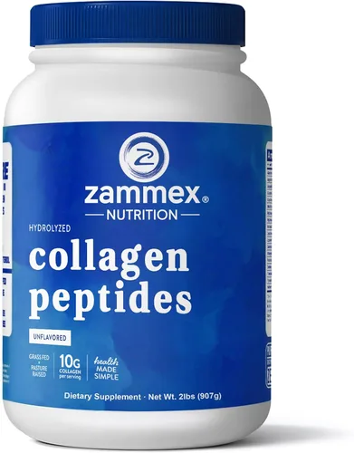 Vista 9 de Zammex Péptidos de colágeno alimentados con pasto tipo 1 y 3 sin sabor, proteína keto rica en péptidos para mezcla de café y bebidas, soporte