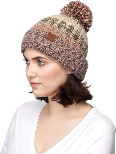 Vista 4 de C.C Exclusives - Gorro con pompón para mujer, diseño de semilla de invierno.