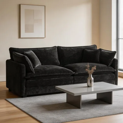 Vista 8 de Tmsan Chenille Cloud - Juego de sofá y silla, color beige y blanco Blanco beige