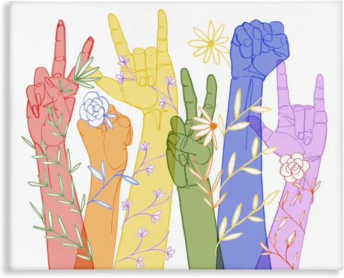 Vista 10 de Stupell Industries 'Peace Love Caring Hand Signs ASL' Arte de placa de pared