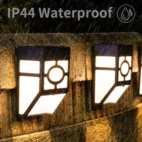 Vista 14 de Solpex Luces solares para terraza, luces solares para valla, 2 modos de luces de decoración de Navidad, patrón único, impermeable automático