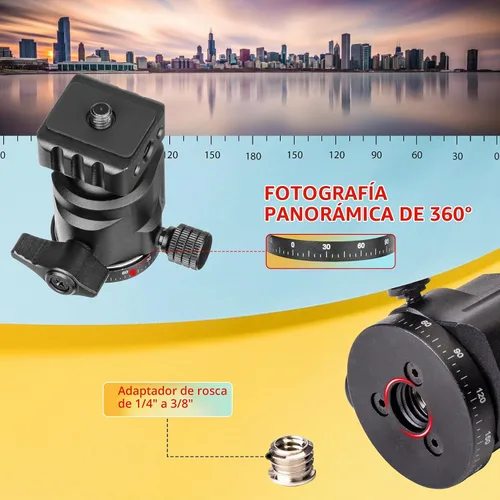 Vista 6 de Zeadio Heavy Metal Tripod Kit: 1/4" Screw Adapter Tripod Mount for Travel Recording Vlog & Camera iPhone Vlogging Kit & Camera Stand with 360°