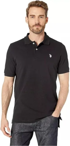 Vista 100 de Polo de piqué de algodón sólido para hombre con pequeño Pony Gris jaspeado