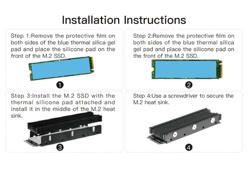 Vista 7 de M.2 PS5 SSD NVMe Disipador de calor para Samsung 990 980 Pro 970 EVO Plus SN570 SN750 SN850 Firecuda 530 NVME o SATA m2 2280 SSD Disipador de calor