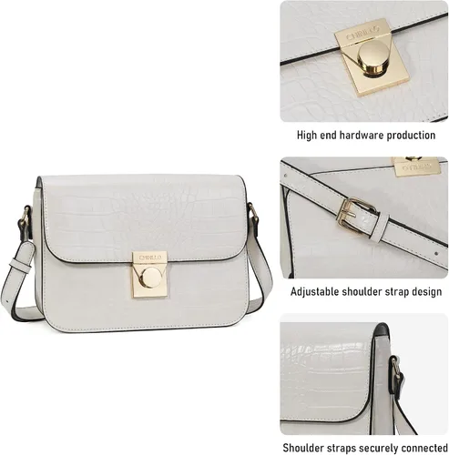 Vista 5 de Chinllo Bolso bandolera de hombro para mujer, bolso de bolsillo triple de piel sintética, bolso de mensajero con solapa