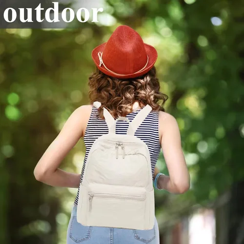 Vista 4 de LEDAOU Mini mochila para niñas, bonita mochila pequeña para mujeres, adolescentes, niños, escuela, viajes, bolso de hombro, beige, dorado