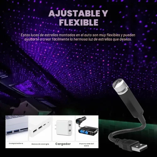 Vista 7 de HAOBO Proyector de estrellas USB para noche, luces de estrellas para auto, proyector de estrellas LED de atmósfera romántica para interior de auto