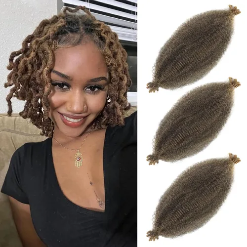 Vista 27 de Cabello afro trenzado elástico de 16 pulgadas, paquete de 3 marley twist para rastas falsas, trenzas rizadas de mariposa, cabello trenzado marley