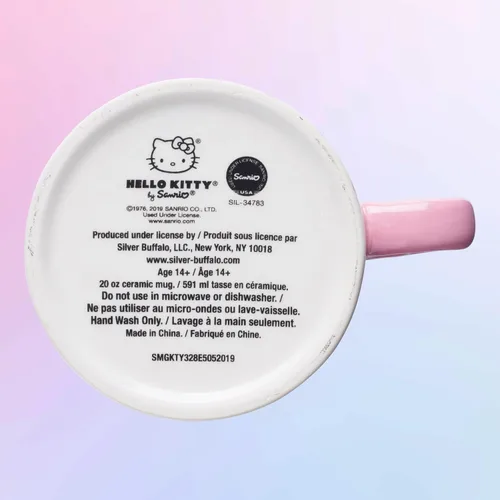 Vista 8 de Silver Buffalo Sanrio Hello Kitty Puntos Arcoíris 3D Taza de cerámica esculpida con asa con forma de arcoíris, 20 onzas Sanrio Hello Kitty Rainbow