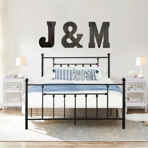 Vista 5 de Arte de pared con letras grandes para sala de estar, baño, dormitorio y decoración del hogar, letras rústicas de casa de campo para apellidos