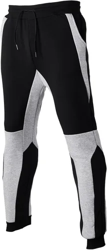 Vista 2 de Pantalones deportivos para hombre, pantalones deportivos con cordón de forro polar de retazos, a la moda, holgados, ajuste holgado, gimnasio