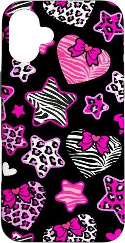 Vista 23 de Funda Bimbo Y2K para iPhone 16 McBling Estética Corazón Estrella Leopardo Zebra Rosa Y2K