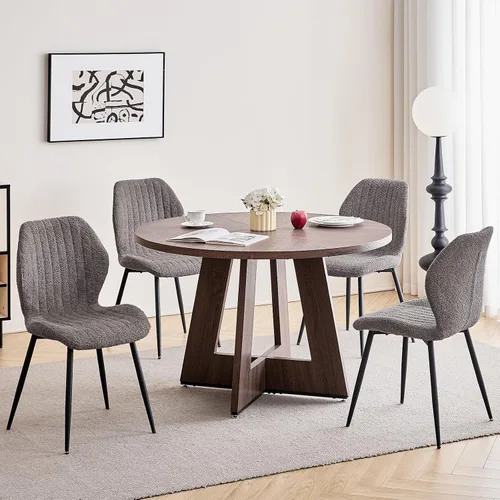 Vista 8 de Juego de mesa de comedor redonda para 4, mesa de cocina y sillas