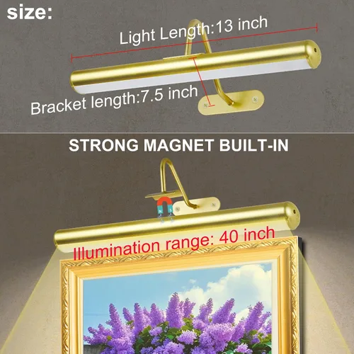 Vista 7 de Paquete de 2 luces de imagen para obras de arte de pared recargables de 5000 mAh luz de pintura con controlador, colores cálidos, naturales/fríos