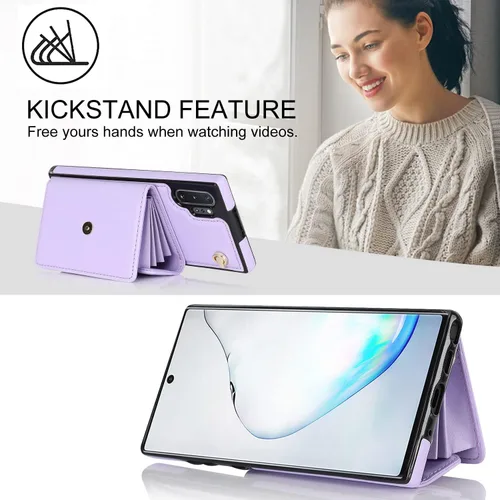 Vista 6 de Asuwish Funda de teléfono para Samsung Galaxy Note 10 5G con bloqueo RFID, tarjetero de crédito, correa cruzada de muñeca, accesorios de cuero