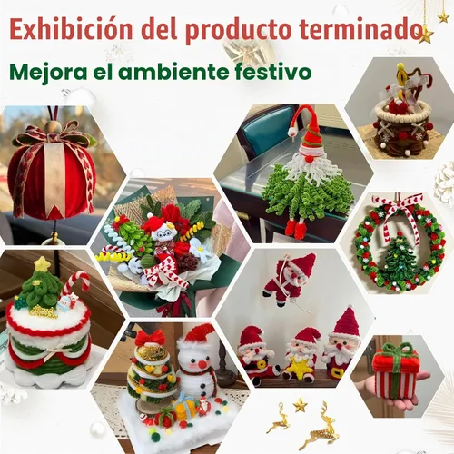 Vista 7 de 200 piezas de limpiadores de tuberías artesanales con purpurina de Navidad Navidad -200 piezas