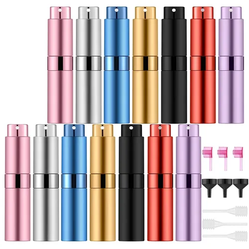 Vista 5 de 30 botellas de perfume atomizador portátiles de 0.3 fl oz, mini botella vacía recargable de colonia, pulverizador líquido de perfume de viaje