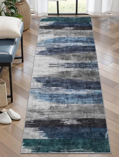 Vista 76 de Ciicool Alfombra moderna abstracta de 2 x 3 pulgadas, lavable, pequeña, antideslizante, de pelo bajo, alfombra de entrada plegable para cocina