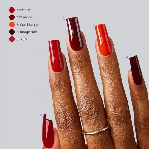 Vista 3 de BTArtboxnails Press On Nails, Long Square Red Fake Nails, 160Pcs A-L Square