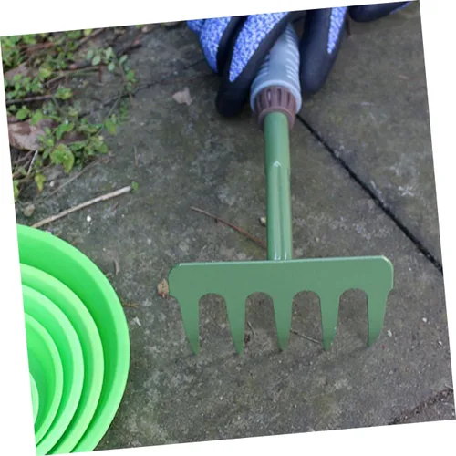 Vista 9 de POPETPOP Juego de herramientas manuales de jardinería: rastrillo de pala multifuncional, ligero, cómodo, mango de plástico, fácil de almacenar, kit