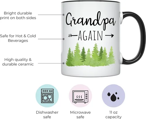 Vista 2 de YouNique Designs Taza con texto en inglés "Promoted to Grandpa Again, Grandparents Again, Grandparents Again, Grandparents Baby Announcement, Ideas