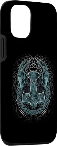 Vista 3 de Funda de mitología nórdica pagana para iPhone 15 Viking Mjolnir Thors Hammer