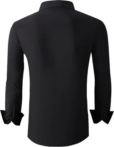 Vista 2 de Alex Vando - Camisa para hombre de manga larga con ajuste regular 06 negro