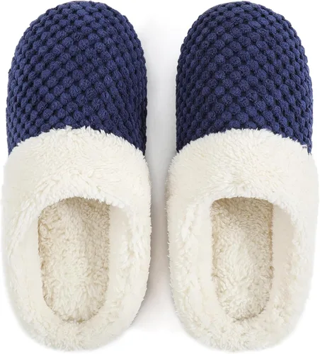 Vista 9 de ULTRAIDEAS Pantuflas cálidas de invierno para mujer, de espuma viscoelástica con forro polar cómodo, mullido, para interiores y exteriores Negro