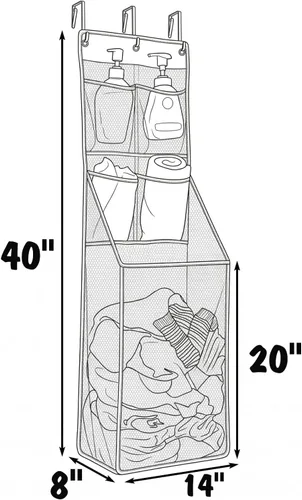 Vista 2 de ALYER Cesta multifuncional para ropa sucia, detrás de la puerta, organizador de almacenamiento para lavandería, caravana, dormitorio, baño, Negro