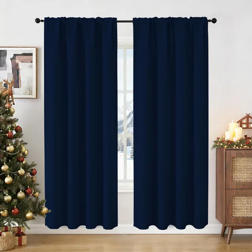 Vista 44 de CUCRAF Cortinas opacas cortas para oscurecer la habitación, paneles de cortina para ventana, bolsillo para cortinero, cortinas sólidas