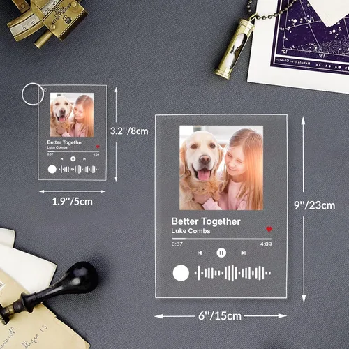 Vista 7 de Canción acrílica personalizada con foto, placa de música transparente personalizada, cubierta de álbum de fotos personalizada, luz nocturna