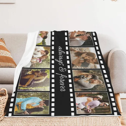 Vista 3 de Mantas personalizadas con fotos, regalos personalizados para parejas, manta con fotos personalizada, regalos para siempre y para siempre, regalo