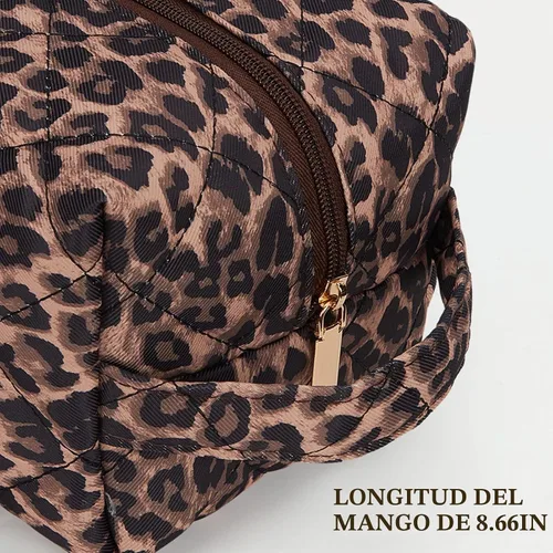 Vista 8 de Bolsa de viaje con asa acolchada con estampado de leopardo compatible con Dyson Airwrap, estuche de viaje para organizador Shark Flexstyle