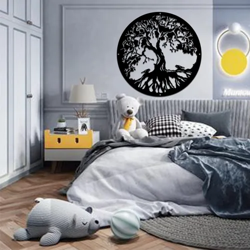 Vista 5 de Decoración de pared metálica de bienvenida con árbol de la vida 04, letrero de metal personalizado para montaje en pared, arte metálico, decoración