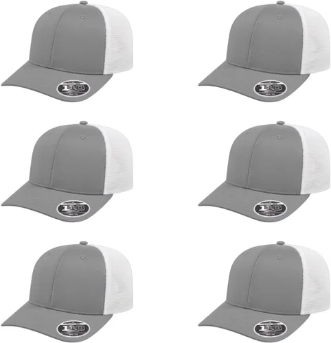 Vista 100 de Cap America i8502 Flexfit 110 Premium - Gorra de camionero de perfil medio con 6 paneles de malla trasera con protección UV y cierre ajustable