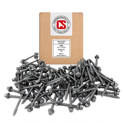 Vista 12 de Chenango Supply Tornillos de techo de metal con cabeza hexagonal #9 x 1