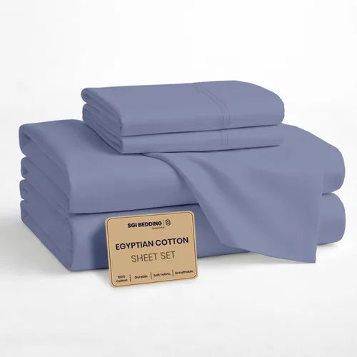 Vista 28 de SGI bedding Sábanas 100% algodón egipcio tamaño individual – Sábanas refrescantes, ropa de cama blanca suave y transpirable, ropa de cama de lujo