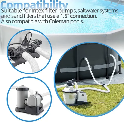 Vista 3 de Manguera de bomba de piscina de 1.5 pulgadas para bombas de filtro de arena Intex y sistemas de agua salada, manguera de filtro de piscina 29060E